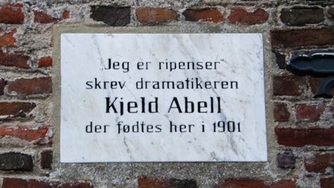 Memorial plaque for author Kjeld Abell