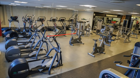 Cross step-maskiner, motionscykler og løbebånd i Juelsminde Hallernes fitnesscenter